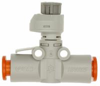 SMC Speed Controller: In-Line Fitting, Screw, M5 Valve Body Size, 1/4 in Push to Connect Tube (MPN AS1002FS-07). Key specifications — attr947203: Brass/PBT; attr947205: SMC.