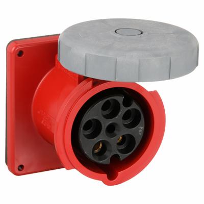 HUBBELL Pin and Sleeve Receptacle: Red, 277/480V AC, Three Phase, 60 A, 4 Pole - Watertight Receptacles