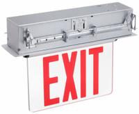 Exit Sign: 1 Faces, Red, Aluminum, Universal Field Selectable Chevrons, LED, Silver, Nickel Cadmium (MPN 53RH94). Key specifications — Housing Color: Silver; Brand: APPROVED VENDOR; Lighting Technology: LED; Self Diagnostics: No; Housing Material: Aluminum; Text Color: Red.
