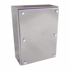 HAMMOND Enclosure: 304 Stainless Steel, 11 in x 8 in x 4 in, NEMA 12/3R/4/4X, Solid Cover, Screw On (MPN HYJ1294SS). Key specifications — Brand: HAMMOND; Closure Method: Screws; Enclosure Material: 304 Stainless Steel; Knockouts: Not Included.