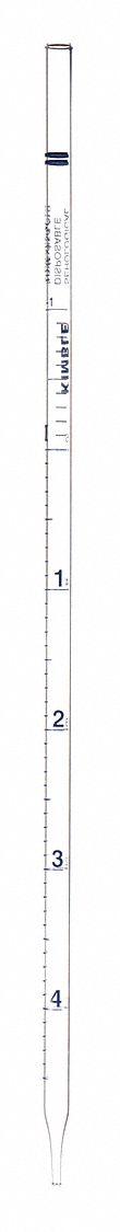 KIMBLE Serological Pipette: 5 mL Capacity, 5 mL Graduation Increments, Non-Sterile, Glass (MPN 72120-5110). Key specifications — Sterility: Non-Sterile; Brand: KIMBLE; Individually Wrapped: Not Individually Wrapped; Material: Glass; Product Type: Serological Pipette.