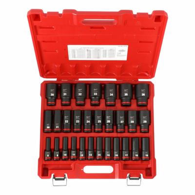 MILWAUKEE Impact Socket Set: 1/2 in Drive Size, Small Set (0-50 pieces) Set Size - Metric Impact Socket Sets