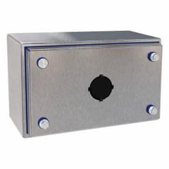 HAMMOND Push Button Enclosure: 30mm, 1 Holes, 304 Stainless Steel, NEMA 12/3R/4/4X (MPN HYPB1SS). Key specifications — attr211299: HAMMOND; attr1043605: Washdown-Corrosion-Resistant.
