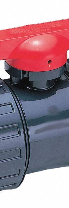 ASAHI Manual Two-Way Ball Valve: 4 in, CPVC, Straight, 150 psi Max. Pressure (CWP), One-Piece, Tee (MPN 1615040). Key specifications — Brand: ASAHI; Handle: Tee.