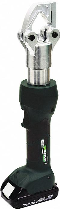 GREENLEE Cordless Crimping Tool: 18 V, Dieless Head, 500 kcmil Max Copper, Latching Head, Inline (MPN EK6IDLX11). Key specifications — attr532196: Yes; attr557685: 8 AWG; attr557684: 0 AWG; attr557683: 500 kcmil; attr557682: 350 kcmil; attr532165: Makita 18V LXT; attr532179: (2) Batteries; attr532210: Gator.