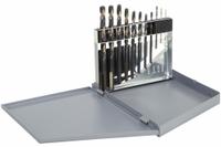 CLE-LINE Jobber Length Drill Bit Set: 11 Pc, 1 mm to 6 mm by 0.5 mm, 135° Split Point, 3-Flats Shank (MPN C74058). Key specifications — attr1236168: Metal Index.