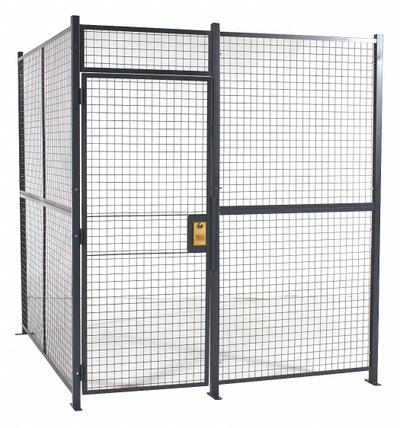 RAPIDWIRE Welded Partition Cage: 10 ft W x 20 ft D 10 ft H, Gray, 2 Sides - WireCrafters Welded-Wire