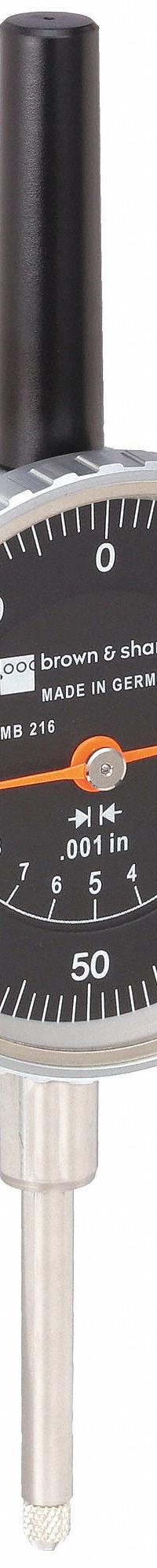 TESA BROWN & SHARPE Dial Indicator - Lug Back: 0 in to 1 in, Inch, Back Plunger, 0.002 in Accuracy (MPN 14.82023). Key specifications — attr1184168: 14.82023; attr1184178: 0-100; attr1184223: TESA BROWN & SHARPE; attr1200883: Dial Indicator - Lug Back; attr1184173: AGD 2; attr1184177: 0.002 in; attr1184208: Declaration of Conformity.