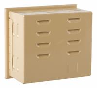 APPROVED VENDOR Universal Thermostat Guard: Hinged, Beige, Ring Base/Solid Base, Single Wall (MPN 13J041). Key specifications — Base Type: Solid Base; Cover Type: Hinged; Brand: APPROVED VENDOR; Thermostat Guard Cover Color: Beige; Inside HxWxD: 4-5/8 in H x 5-1/4 in W x 2-1/2 in D; Guard Construction: Single Wall; Outside HxWxD: 5-3/16 in H x 5-13/16 in W x 2-13/16 in D.