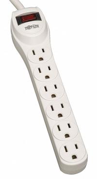 TRIPP LITE Outlet Strip: 6 Outlets, 2 ft Cord Lg, 180 J Rated Energy, 15 A Current, UL 1363, Gray (MPN TLP602). Key specifications — Brand: TRIPP LITE; Mounting Style: Keyhole.