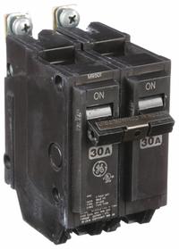 GE Standard Circuit Breaker: THQB, 30 A, 120/240V AC, Single Phase, 10kA at 120/240V AC, Std (MPN THQB2130). Key specifications — attr195972: 30 A; attr195973: 120/240V AC; attr195974: Single; attr195975: 10kA at 120/240V AC; attr195976: Lighting Panels.