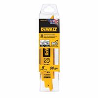 DEWALT Reciprocating Saw Blade: 14 Teeth per Inch, 6 in Blade Lg, 0.04 in Blade Thick, 25 PK (MPN DWAR6114B25). Key specifications — attr1109198: 14; attr1109200: Rigid for Straight Cuts; attr1109201: Straight; attr1109209: DEWALT.