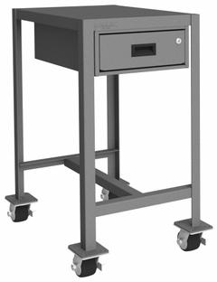 DURHAM MFG Work Table: Fixed Ht, Steel, 24 in x 18 in, 2,000 lb Overall Load Capacity (MPN MTDM182436-2K195). Key specifications — Unit Type: Not Expandable or Modular; Assembly: Fully Assembled; Wheel Material: Phenolic; Frame Material Finish: Powder Coated; Drawer Depth: 19-1/4 in; Drawer Height: 4-15/16 in; Mobility: Casters; Drawer Width: 13-5/16 in.