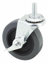 APPROVED VENDOR Stem Caster: Inch, Swivel, 3 in Wheel Dia., 7/8 in Wheel Wd, 3 1/2 in Mounting Ht (MPN P5S-R030G-ST4-SB). Key specifications — Brand: APPROVED VENDOR; Thread Size: 3/8"-16; Roll Up: Swivel with Brake.