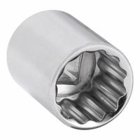 WESTWARD Socket: SAE, 1/4 in Drive Size, 1/2 in Socket Size, 12-Point, Std, Chrome, 1 in Overall Lg (MPN 53YR06). Key specifications — attr1204417: WESTWARD; attr1204392: Chrome.