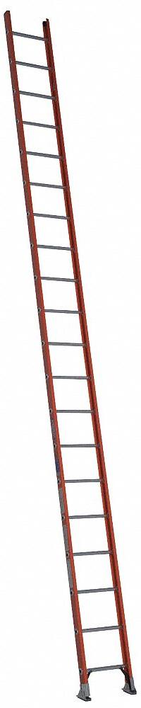 WERNER Straight Ladder: 20 ft Ladder Size, Fiberglass, 300 lb Load Capacity, 46 lb Wt, 20 Rungs (MPN D6220-1). Key specifications — Color: Orange; Brand: WERNER; Included Features: Mar-Resistant End Caps; Shoe Type: Slip-Resistant.