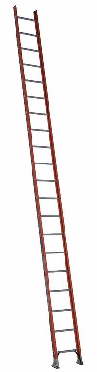 WERNER Straight Ladder: 20 ft Ladder Size, Fiberglass, 300 lb Load Capacity, 46 lb Wt, 20 Rungs (MPN D6220-1). Key specifications — Color: Orange; Brand: WERNER; Included Features: Mar-Resistant End Caps; Shoe Type: Slip-Resistant.