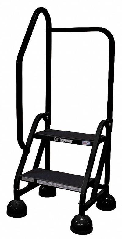 COTTERMAN Rolling Ladder: 1.5 ft Platform Ht, Partially Assembled, Steel - Steel Ultra-Stable Weight-Actuated Ladders