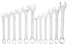 WESTWARD Combination Wrench Set: Alloy Steel, Chrome, 12 Tools, 15° Head Offset Angle, Offset (MPN 33M572). Key specifications — attr309520: Chrome; attr309519: Alloy Steel; attr324929: WESTWARD; attr309512: Vinyl Pouch; attr309522: No; attr309533: No.