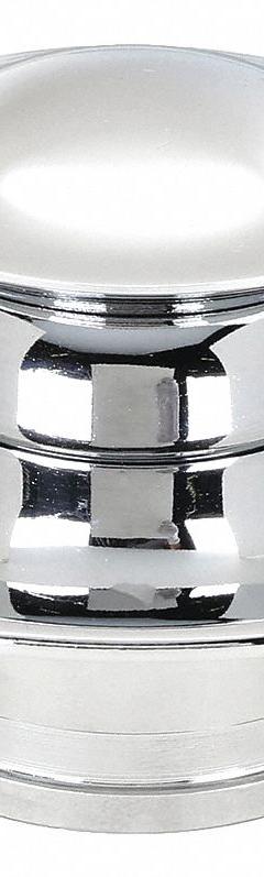 DANCO Cover: Metal, Chrome, 3 in Overall Dia, 2 1/2 in Overall Ht, Snap-In (MPN 9D00010528). Key specifications — Color: Silver; Includes: (2) Various Size O-Rings; Connection Type: Snap-In; Material: Metal.