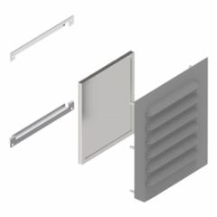HAMMOND Louvered Vent Kit: 14 ga. Steel, 9 in Overall Ht, 10.3 in Overall Wd, 7.44 in Cut Out Ht (MPN 1481L3R810GY). Key specifications — Brand: HAMMOND; Manufacturer Part Number: 1481L3R810GY.