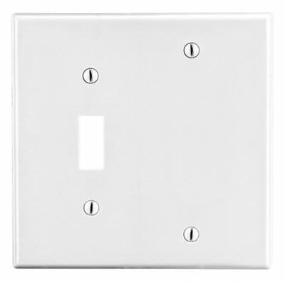 HUBBELL Wall Plate: Combo, 2 Gang, White - Combination Wall Plates