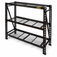 DEWALT Bulk Storage Rack: Standalone, Light-Duty, 49 5/8 in x 18 in x 48 in, 3 Shelves (MPN DXST4500BLK-W). Key specifications — Decking Material: Metal; Brand: DEWALT.