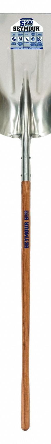 SEYMOUR MIDWEST Scoop Shovel: Aluminum, 15 1/2 in Blade Wd, 20 in Blade Lg, 0.8 in Gauge, Wood (MPN 49066). Key specifications — attr979006: Aluminum; attr979016: Scoop Shovel; attr979009: SEYMOUR MIDWEST; attr979010: Natural.
