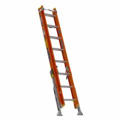 WERNER Extension Ladder: 16 ft Ladder Size, Fiberglass, 300 lb Load Capacity, 52 lb Wt, 2 Sections (MPN D6216-2VL). Key specifications — Color: Orange; Brand: WERNER; Included Features: Bubble Level; Removable Fly: Removable.