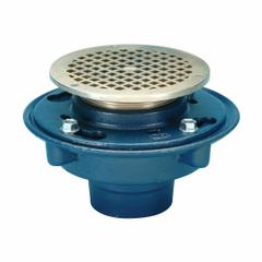 ZURN Floor Drain: 8 3/8 in Overall Dia, 5 in Grate Size, 3 in Nominal Pipe Size, No Hub, Cast Iron (MPN ZN415-3NH-5B-P). Key specifications — Color: Gray; Connection Type: No Hub; Brand: ZURN; Includes: Trap primer connection.
