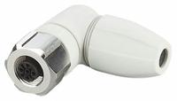 IFM M12 Circular Connector: A Coded, 4 Socket, M12 Female Thread, IP65/IP67/IP68/IP69K, 90° Angle (MPN EVF566). Key specifications — Connector Body Type: Socket; Coding: A; Brand: IFM; Voltage Rating: 300V DC; Thread Size: M12; Mounting Type: Front Mounting; Mounting Style: Female Thread; IP Rating: IP68.