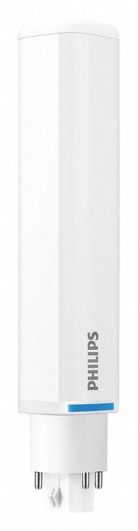 PHILIPS Compact LED Bulb: Type A, 4-Pin (GX24q), Tube, LED, 3500K, 1,400 lm Light Output, 12 W Watt (MPN 12PL-C/T/COR/32H-835/IF14/P/4P/DIM 10/1). Key specifications — Brand: PHILIPS; Bulb Designation: 12PLC/T LED/32H/835/IF/4P/DIM 1PK 10/1; Dimmable: Yes; Color Temperature: 3500K.