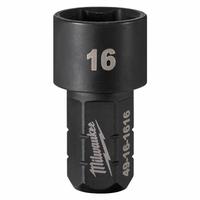 MILWAUKEE Impact Socket: SAE/Metric, 16 mm Socket Size, 6-Point, Short, 1 41/64 in Overall Lg (MPN 49-16-1616). Key specifications — attr1215501: MILWAUKEE; attr1215515: Black Oxide; attr1215518: 16 mm.