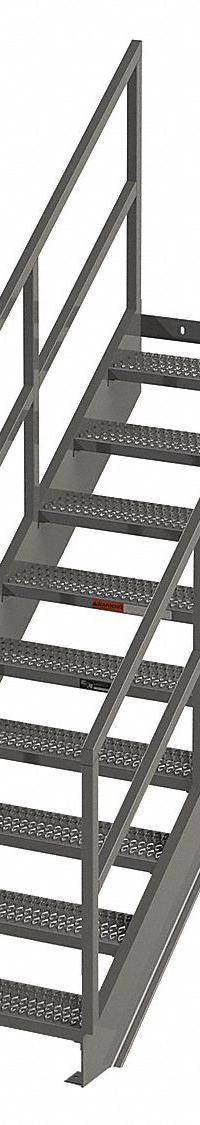 APPROVED VENDOR Portable Stairs: 8.8 ft Overall Ht, Steel, 500 lb Load Capacity, Serrated, 9 Steps (MPN IS70-36). Key specifications — Color: Gray; Brand: APPROVED VENDOR.