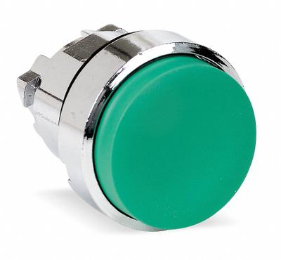 SCHNEIDER Extended Push Button: Green, 22 mm Mounting Size, Metallic - Extended-Length Push-Button Operators