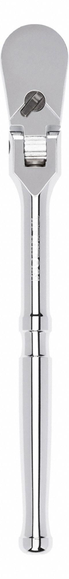 TEKTON Hand Ratchet: Pear, Reversible, 10 1/2 in Overall Lg, Polished, 4° Min Arc Swing, Std Lg (MPN SRH21210). Key specifications — attr1205598: Reversible; attr1205605: Quick-Release Not Included; attr1205626: Polished; attr1228094: Standard Length; attr1205607: Pear; attr1205624: TEKTON.