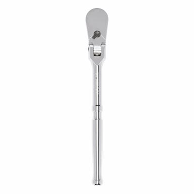 TEKTON Hand Ratchet: Pear, Reversible, 10 1/2 in Overall Lg, Polished, 4° Min Arc Swing - Flex-Head Ratchets