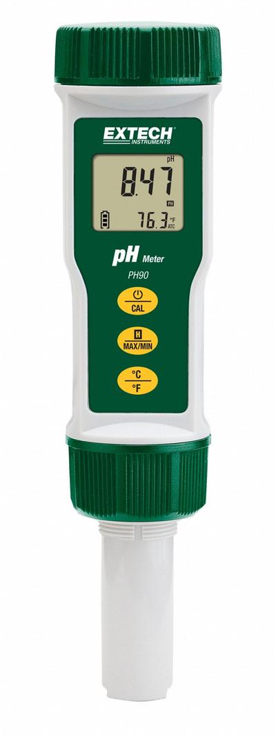 EXTECH pH Meter: pH, Meter, (2) 3V CR-2032 Button Batteries - Pocket pH Testers