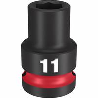 MILWAUKEE Standard Impact Socket: 1/2 in Drive Size, Metric, 11 mm Socket Size, 6-Point, Std (MPN 49-66-6243). Key specifications — attr1215501: MILWAUKEE; attr1215515: Black Phosphate; attr1215518: 11 mm.