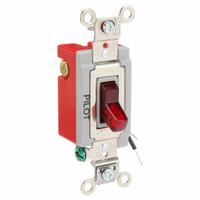 HUBBELL Wall Switch: Toggle Switch, 3-Way, Maintained, Red, 120/277V AC, 20 A (MPN HBL1223PL). Key specifications — Illuminated: No; Voltage Rating: 120/277V AC.