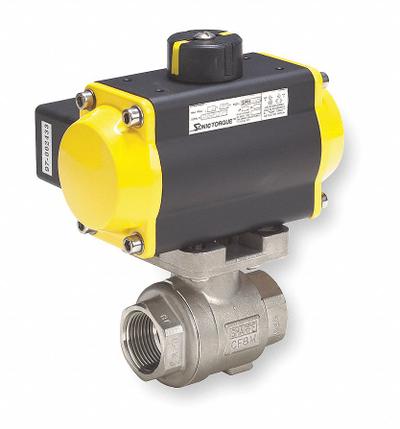 SHARPE Pneumatically Actuated Two-Way Ball Valve: 1/4 in, Stainless Steel, FNPT x FNPT - Stainless Steel Pneumatically-Actuated Ball Valves