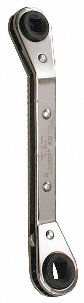 YELLOW JACKET Box End Wrench: Chrome, 1/4 in_3/8 in_3/16 in_5/16 in Head Size - SAE, 4-in-1, 4-Point, Ratcheting Box End Wrenches