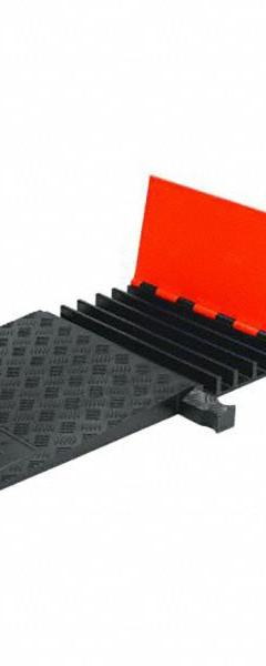 ADA Cable Protector: 5 Channels, 1 13/40 in Max Cable Dia, 50 in Wd, 1 7/8 in Ht, 20 in Lg (MPN GD5X125-ADA-O/B). Key specifications — Connection Style: Dog Bone; Material: Polyurethane; Color: Black/Orange.