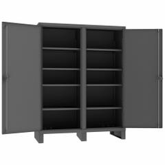 DURHAM MFG Storage Cabinet: 60 in x 24 in x 78 in, 8 Adj Shelves, 2 Doors, Legs, Gray, Assembled (MPN HDDS246078-8S95). Key specifications — Brand: DURHAM MFG; Base Type: Legs; Cabinet Color: Gray; Frame Assembled: Assembled.
