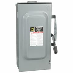 SQUARE D Safety Switch: Non-Fusible, 100 A, Three Phase, 240V AC, Galvanized Steel, Indoor/Outdoor (MPN DU323RB). Key specifications — attr867131: SQUARE D.