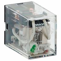OMRON General Purpose Relays: Socket Mounted, 12V DC, DPDT, 8 Pins/Terminals, D Socket (MPN LY2-D-DC12). Key specifications — Brand: OMRON; Base Type: Square; Mounting Style: Plug-In; Electrical Connection: Plug-In; Manufacturer Part Number: LY2-D-DC12; Series: LY.