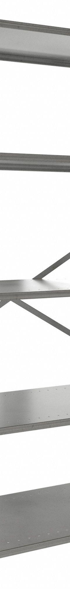 HALLOWELL Metal Shelving: Standalone, Medium-Duty, 48 in x 24 in, 84 in Overall Ht, 5 Shelves (MPN F5710-24HG). Key specifications — Frame Material: Steel; Shelving Material: Steel; Assembled: Unassembled; Color: Gray; Brand: HALLOWELL.