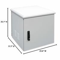 ELECTRIDUCT Network Cabinet: 12 Rack Units, 25 1/8 in x 23 5/8 in x 17 3/4 in, Powder Coated, Steel (MPN QWM-ED-OUTDOOR-12U-18D). Key specifications — Brand: ELECTRIDUCT; Includes: Thermostat; Material: Steel.