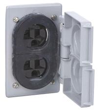 APPLETON ELECTRIC Weatherproof Cover with Receptacle: Duplex, 5-15, Gray, 125V AC, 15 A (MPN FSKD5-15)