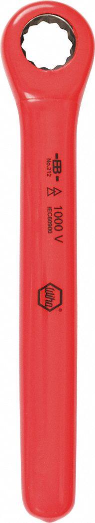 WIHA Box End Wrench: Alloy Steel, Chrome, 14 mm Head Size, 6 1/2 in Overall Lg, Std, Reversing (MPN 21214). Key specifications — attr309490: Chrome; attr309484: Yes; attr309492: Yes; attr309489: Alloy Steel; attr324928: WIHA.